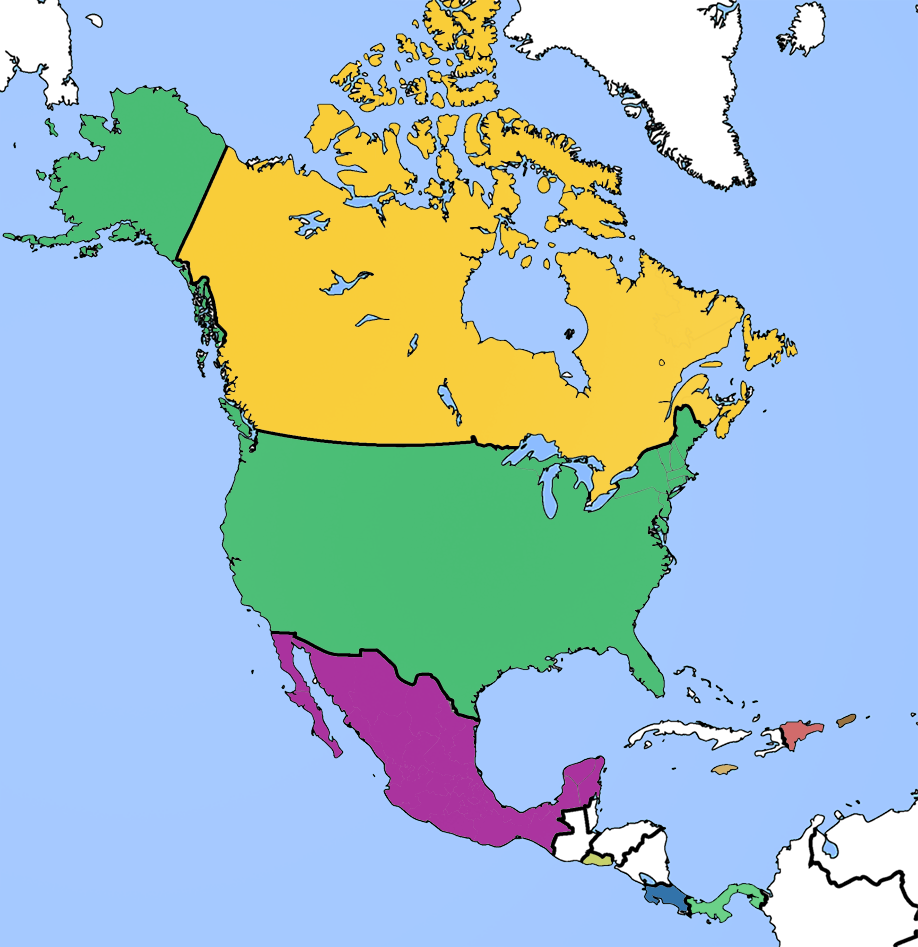 América Del Norte mapa