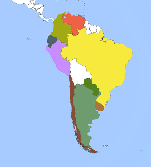 América Del Sur mapa