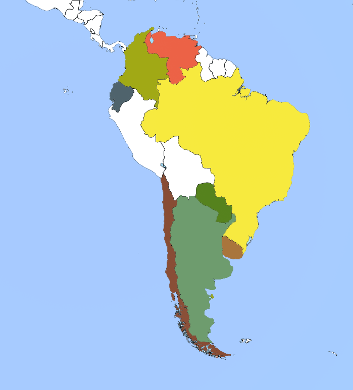 America Del Sud mappa